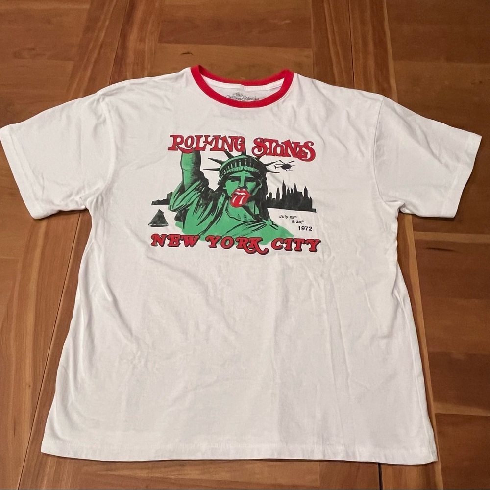 Rolling Stones Statue of Liberty T-Shirt, White, Vintage-Style Band Tee Small
